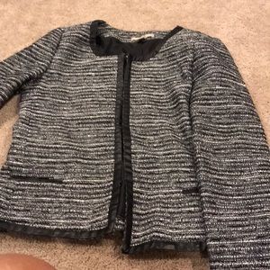Black and silver jacket with faux leather trim